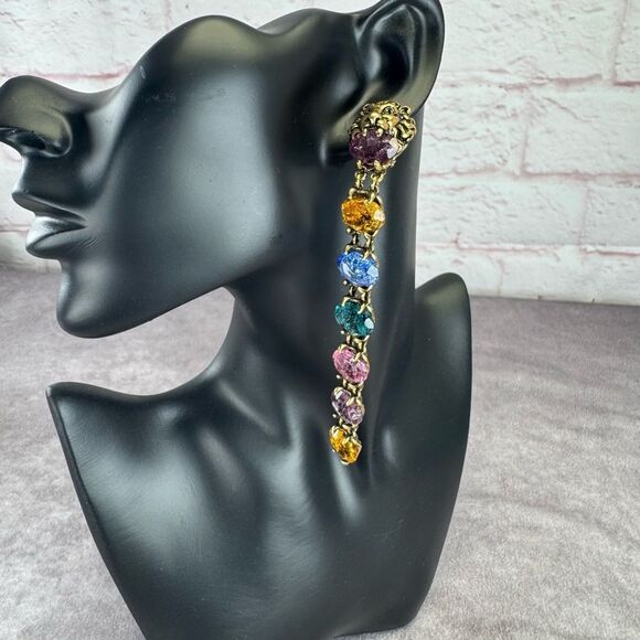 Gucci Rare Gold Tone Swarovski Crystal Lionhead Clip on Earrings - Picture 1 of 11